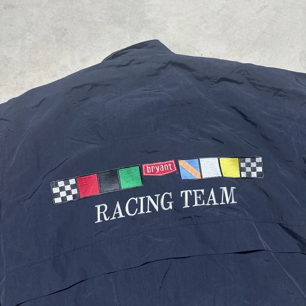 Vintage 1990s Bryant Racing Nylon Windbreaker Jacket Men XL Embroidered Vantage